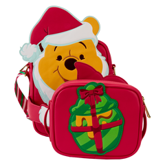 LOUNGEFLY Winnie The Pooh Santa Winnie & Piglet Crossbuddies Cosplay Crossbody Bag With Coin Bag