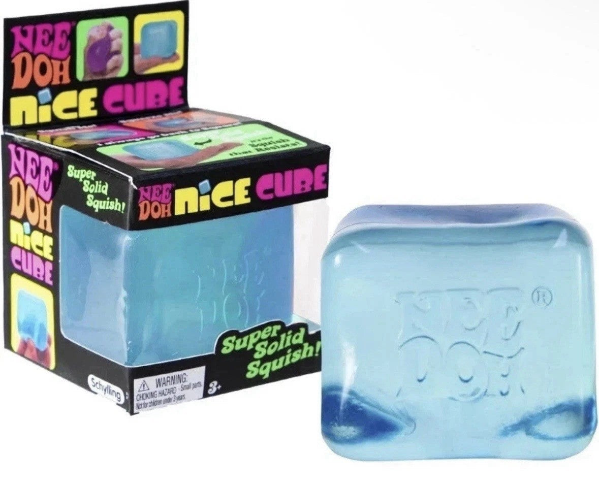 Schylling NeeDoh Nice Cube -Sensory Squeeze Toy with Super Solid Squish - 2.25" Cube (BLUE)