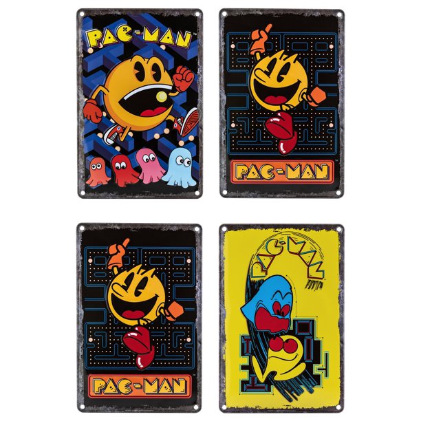 Pac-Man Tin Signs 8" x 12" - Set of 4, Arcade1Up