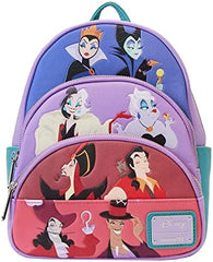 Loungefly Disney Villains Color Block Triple Pocket Backpack