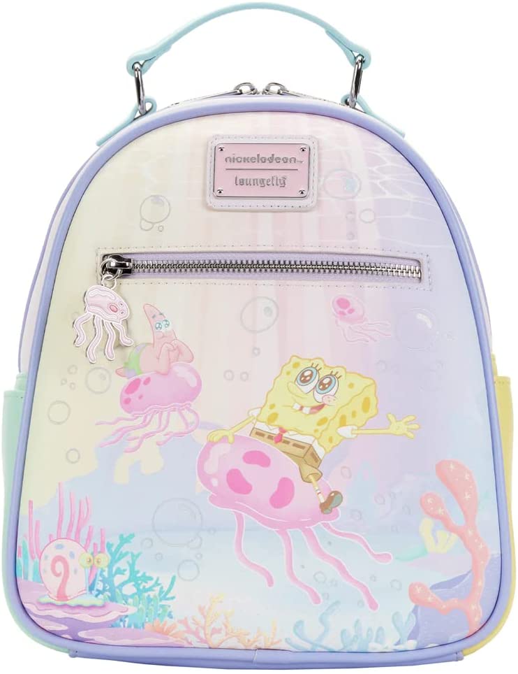 LOUNGEFLY Spongebob Squarepants Pastel Jellyfishing Womens Double Strap Shoulder Bag Purse