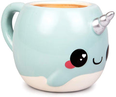 Blue Narwhal Coffee Mug - Unicorn of the Sea - Glitter Galaxy - Ceramic