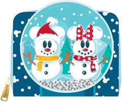LOUNGEFLY X Disney Mickey & Minnie Snow Globe Zip Around Wallet - Fashion Cosplay Disneybound Cute Wallets
