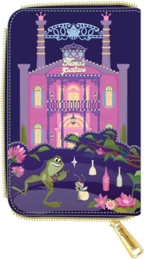 LOUNGEFLY Disney Princess And The Frog Tiana's Palace Zip Around Wallet- Fashion Cosplay Disney bound Cute Wallets