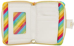 LOUNGEFLY Disney Sequin Rainbow Minnie Mouse Zip Around Wallet