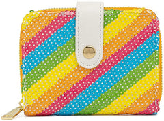 LOUNGEFLY Disney Sequin Rainbow Minnie Mouse Zip Around Wallet