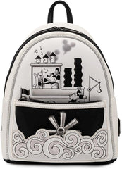 LOUNGEFLY Disney Mickey Steamboat Willie Music Cruise Womens Double Strap Shoulder Bag Purse