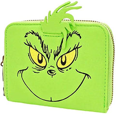 LOUNGEFLY x The Grinch Face Cosplay Faux Leather Zip-Around Wallet