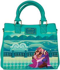 LOUNGEFLY Tangled Rapunzel Castle Glow in the Dark Crossbody Bag
