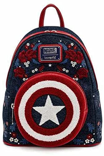 Loungefly Capt America 80th Anniversary Sheild Blue-Red Mini Backpack