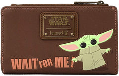 LOUNGEFLY Star Wars The Mandalorian Baby Yoda Wait For Me Faux Leather Wallet