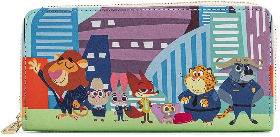 LOUNGEFLY Disney Zootopia Chibi Group Zip Around Wallet