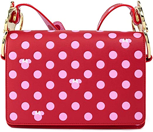 Loungefly Disney Minnie Mouse Pink Polka Dot Bow Strap Crossbody Bag
