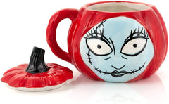 Nightmare Before Christmas Sally Pumpkin-Shaped Sculpted 26 Oz Ceramic Mug With Lid & Handle