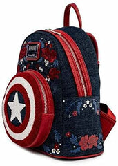 Loungefly Capt America 80th Anniversary Sheild Blue-Red Mini Backpack