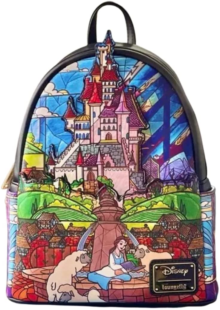 LOUNGEFLY Disney Princess Castle Series Belle Womens Double Strap Shoulder Bag Purse