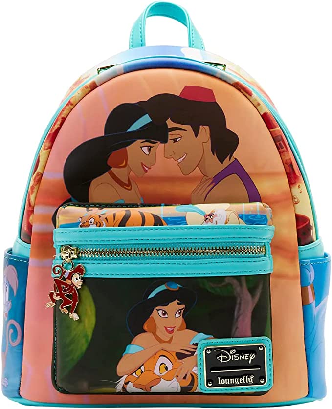 LOUNGEFLY Disney Aladdin Jasmine Princess Scenes Double Strap Shoulder Bag