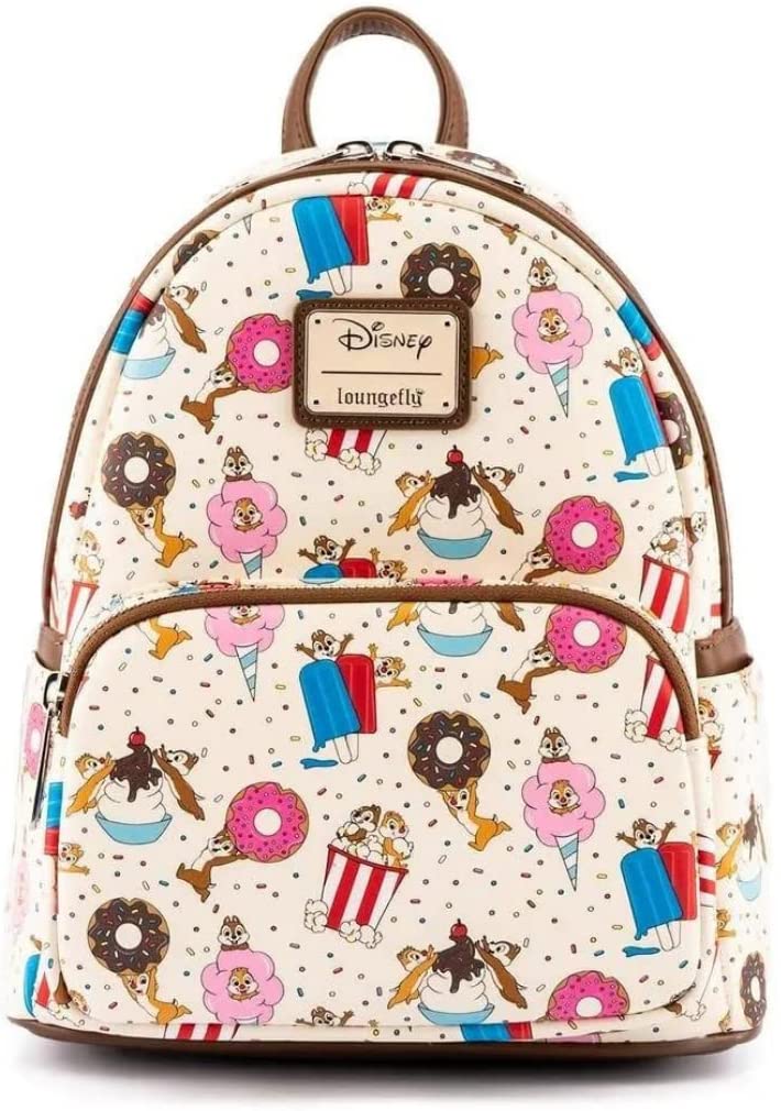 LOUNGEFLY Disney Chip and Dale Snackies All Over Print Womens Double Strap Shoulder Bag Purse