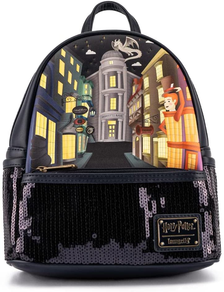 LOUNGEFLY Harry Potter Diagon Alley Sequin Womens Double Strap Shoulder Bag Purse
