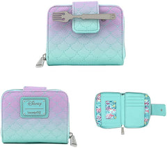 Little Mermaid Ombre Scales Zip Around Wallet with Fork Clasp Accessory, 5 x 4 Inches
