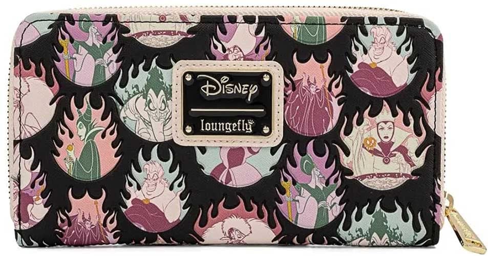 Loungefly Disney Villains Pastel Flames All Over Zip Around Wallet