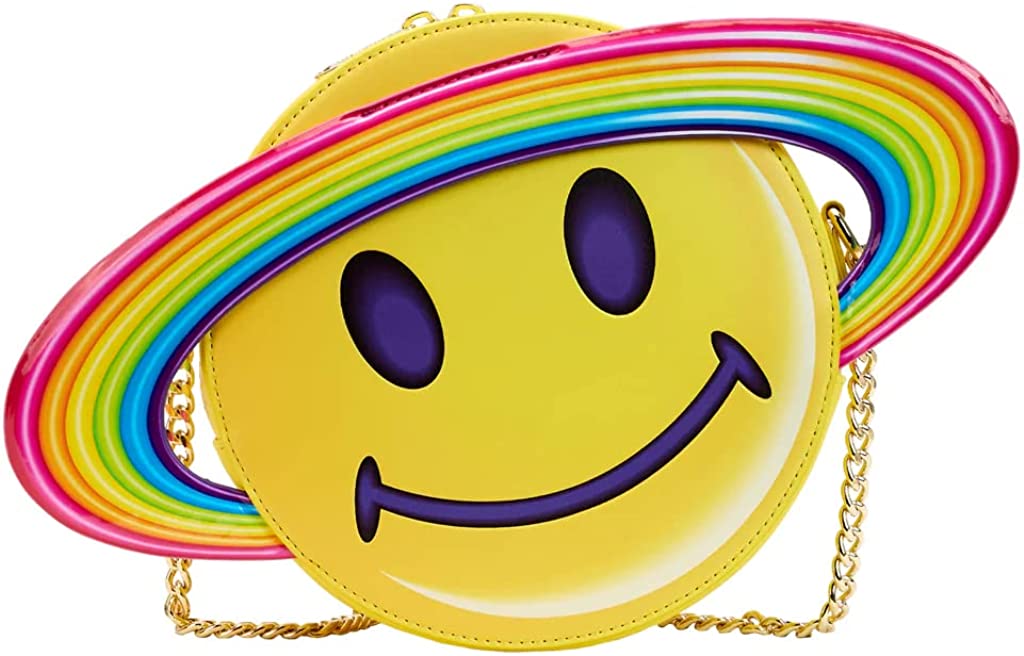 Loungefly Lisa Frank Yellow Rainbow Ring Saturn Crossbody Bag