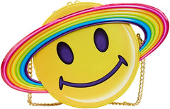 Loungefly Lisa Frank Yellow Rainbow Ring Saturn Crossbody Bag