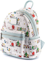 LOUNGEFLY Peanuts Happy Holidays All Over Print Womens Double Strap Shoulder Bag Purse
