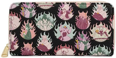 Loungefly Disney Villains Pastel Flames All Over Zip Around Wallet