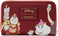 LOUNGEFLY Disney Beauty and the Beast Fireplace Scene Zip Around Wallet