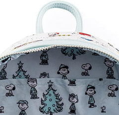 LOUNGEFLY Peanuts Happy Holidays All Over Print Womens Double Strap Shoulder Bag Purse
