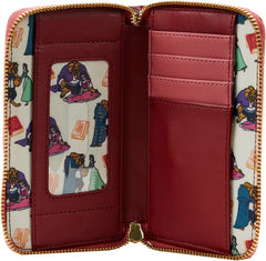 LOUNGEFLY Disney Beauty and the Beast Fireplace Scene Zip Around Wallet