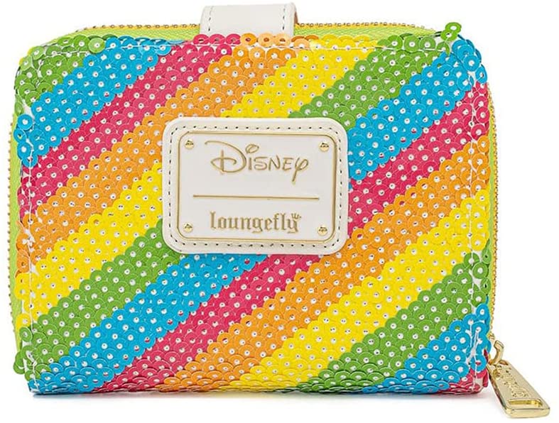 LOUNGEFLY Disney Sequin Rainbow Minnie Mouse Zip Around Wallet