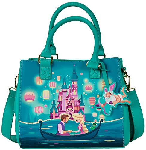 LOUNGEFLY Tangled Rapunzel Castle Glow in the Dark Crossbody Bag