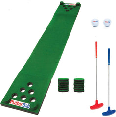 PUTTERBALL Golf Pong Game Set The Original - Includes 2 Putters, 2 Golf Balls, Green Putting Pong Golf Mat & Golf Hole Covers - Best Backyard Party Golf Game Set