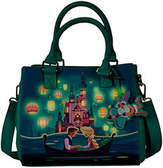 LOUNGEFLY Tangled Rapunzel Castle Glow in the Dark Crossbody Bag