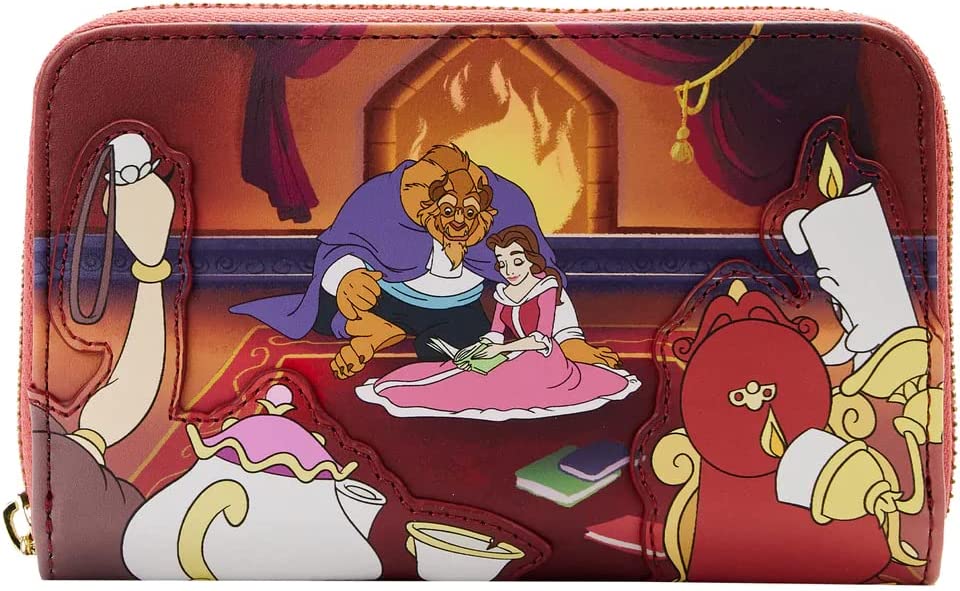LOUNGEFLY Disney Beauty and the Beast Fireplace Scene Zip Around Wallet