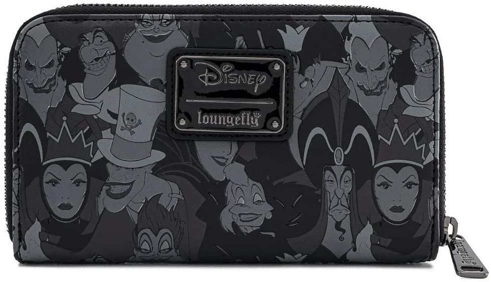 LOUNGEFLY Disney Villains Debossed All Over Print Zip Around Wallet