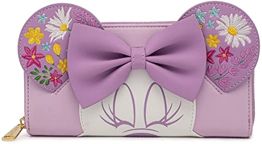 LOUNGEFLY Disney Minnie Holding Flowers Ziparound