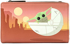 LOUNGEFLY Star Wars The Mandalorian Baby Yoda Wait For Me Faux Leather Wallet