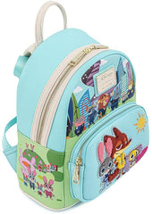 LOUNGEFLY Disney Zootopia Chibi Group Double Strap Shoulder Backpack