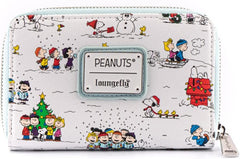 LOUNGEFLY Peanuts Happy Holidays All Over Print Zip around Wallet