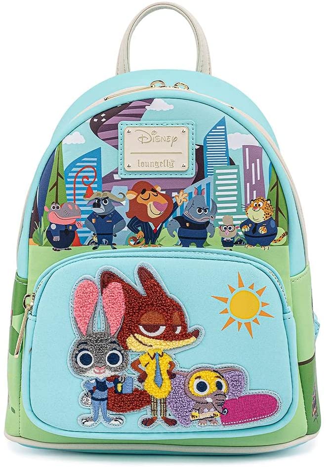 LOUNGEFLY Disney Zootopia Chibi Group Double Strap Shoulder Backpack