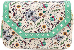 LOUNGEFLY Disney Pocahontas Meeko & Flit POP! AOP Crossbody - Festival Bag Cute Crossbody Bags