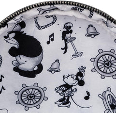 LOUNGEFLY Disney Mickey Steamboat Willie Music Cruise Womens Double Strap Shoulder Bag Purse