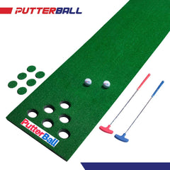 PUTTERBALL Golf Pong Game Set The Original - Includes 2 Putters, 2 Golf Balls, Green Putting Pong Golf Mat & Golf Hole Covers - Best Backyard Party Golf Game Set
