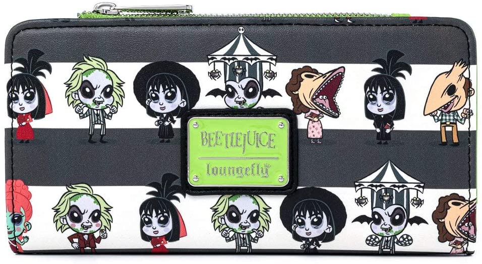 LOUNGEFLY Beetlejuice Chibi All Over Print Faux Leather Wallet