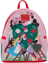 LOUNGEFLY Disney Alice in Wonderland Painting the Roses Red Womens Double Strap Shoulder Bag Purse