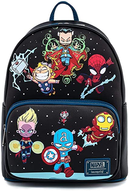 LOUNGEFLY Marvel Sy Chibi Group Double Strap Shoulder Bag