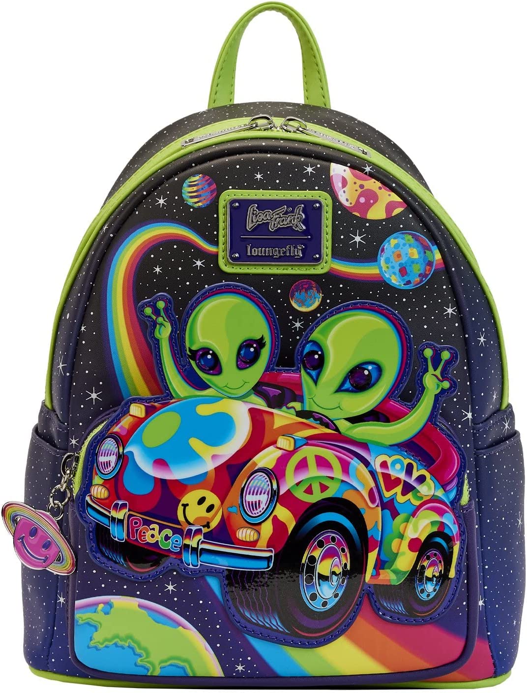 LOUNGEFLY Lisa Frank Cosmic Alien Ride Glow Mini Backpack